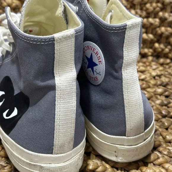 Comme des Garcons Play x Converse Chuck 70 High Top Sneakers Size 11 Grey - Picture 6 of 8